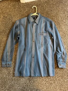 Thunder Button Up Shirt Mens Medium Blue Striped Cotton NWOT
